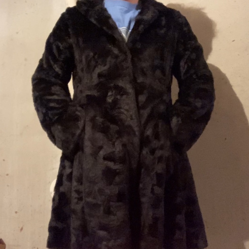 Black Faux Fur Peacoat